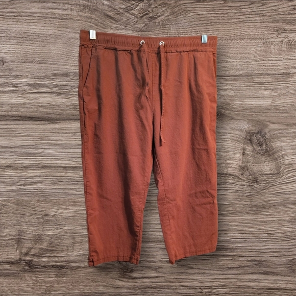 🩷 3/$15 Women's Brown Cropped Pants, Large, Poly/Cotton, Never Worn - Picture 1 of 5